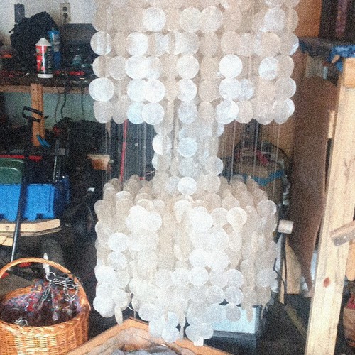 White capiz shell chandelier - capiz,