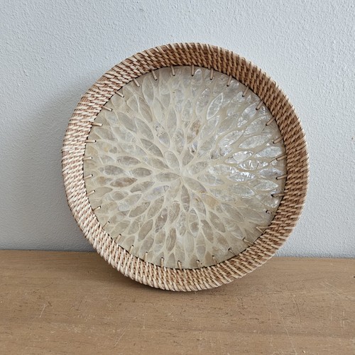 Round rattan tray mother of - round,